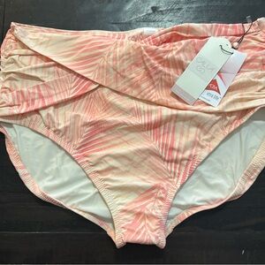 NWT! Calia High Rise Bikini-Tummy Control Soft Palms Coral Size 1X